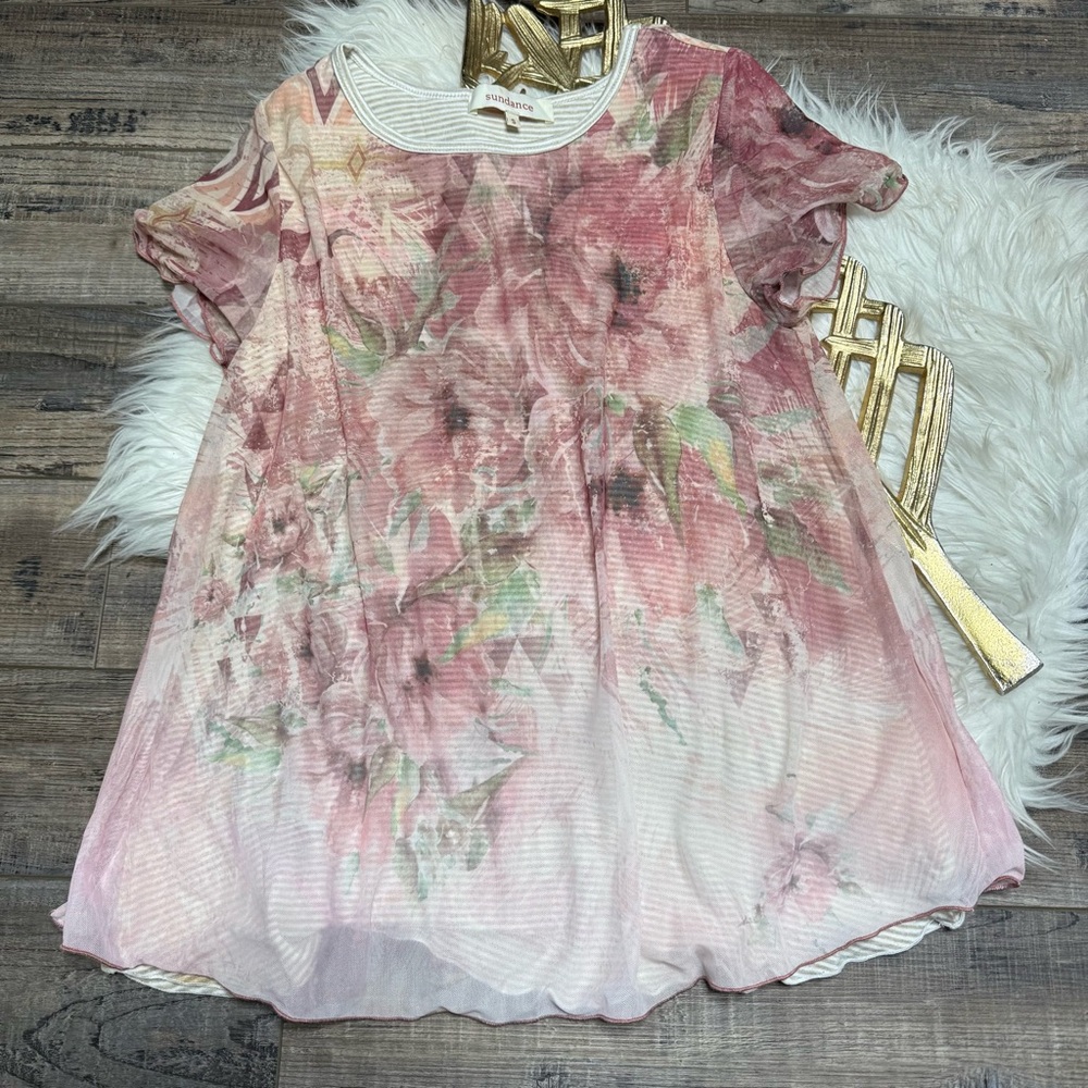 Sundance Floral Sheer Overlay Blouse